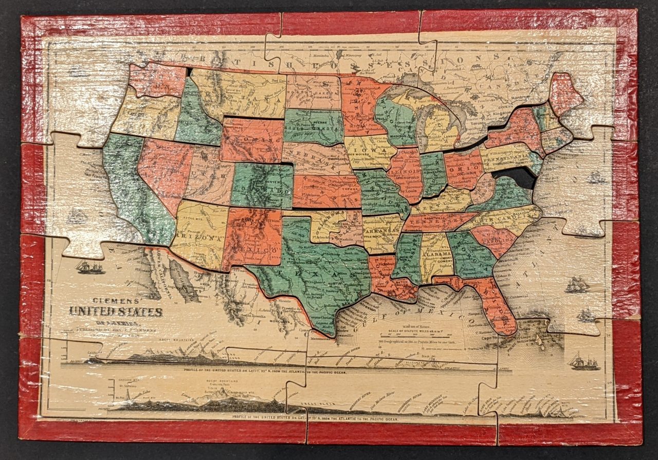 Clemens Silent Teacher Dissected Map Of The United States Curtis