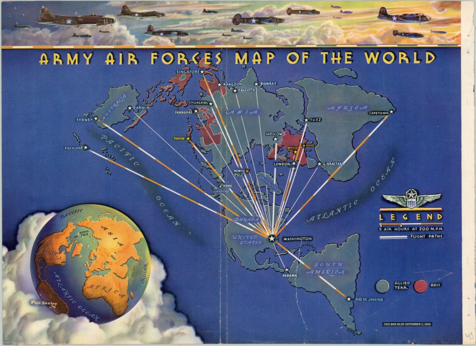 Army Air Forces Map of the World | Curtis Wright Maps