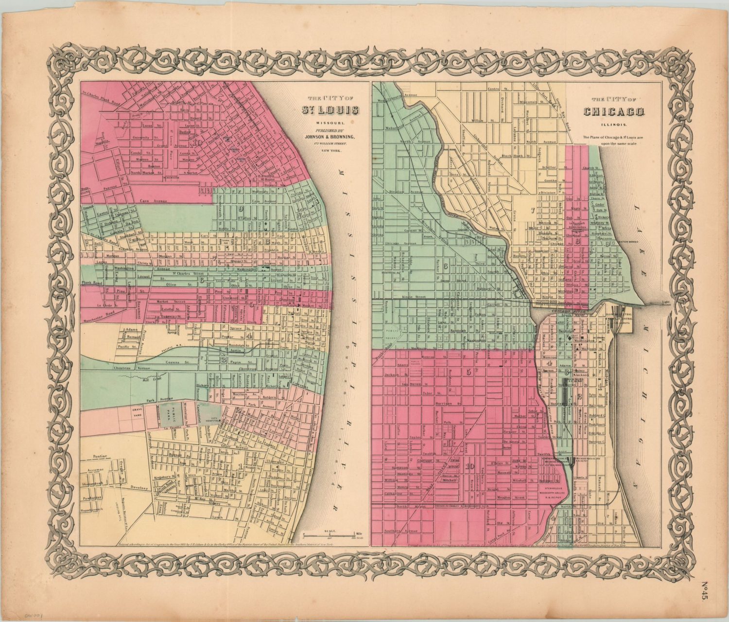 The City of St. Louis [and] The City of Chicago – Curtis Wright Maps