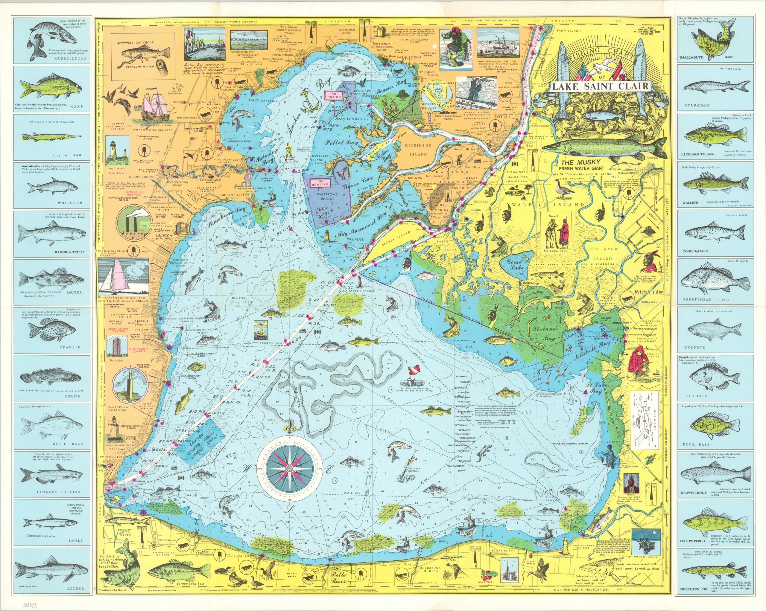 Fishing Chart of Lake Saint Clair Curtis Wright Maps