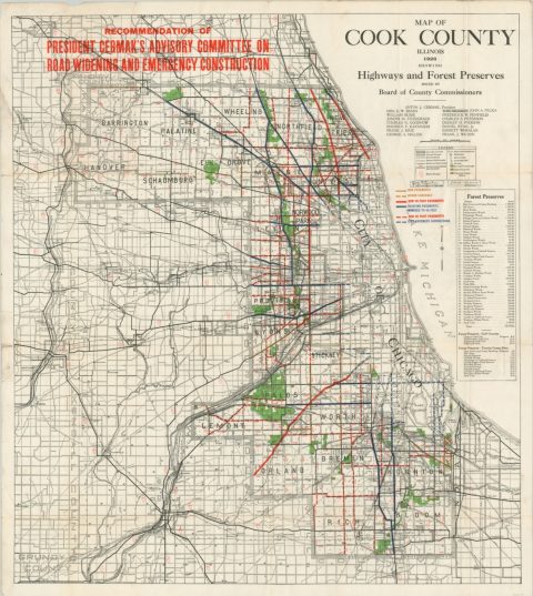 Map Of Cook County Illinois 1926 Showing Highways And Forest Preserves Curtis Wright Maps 6908
