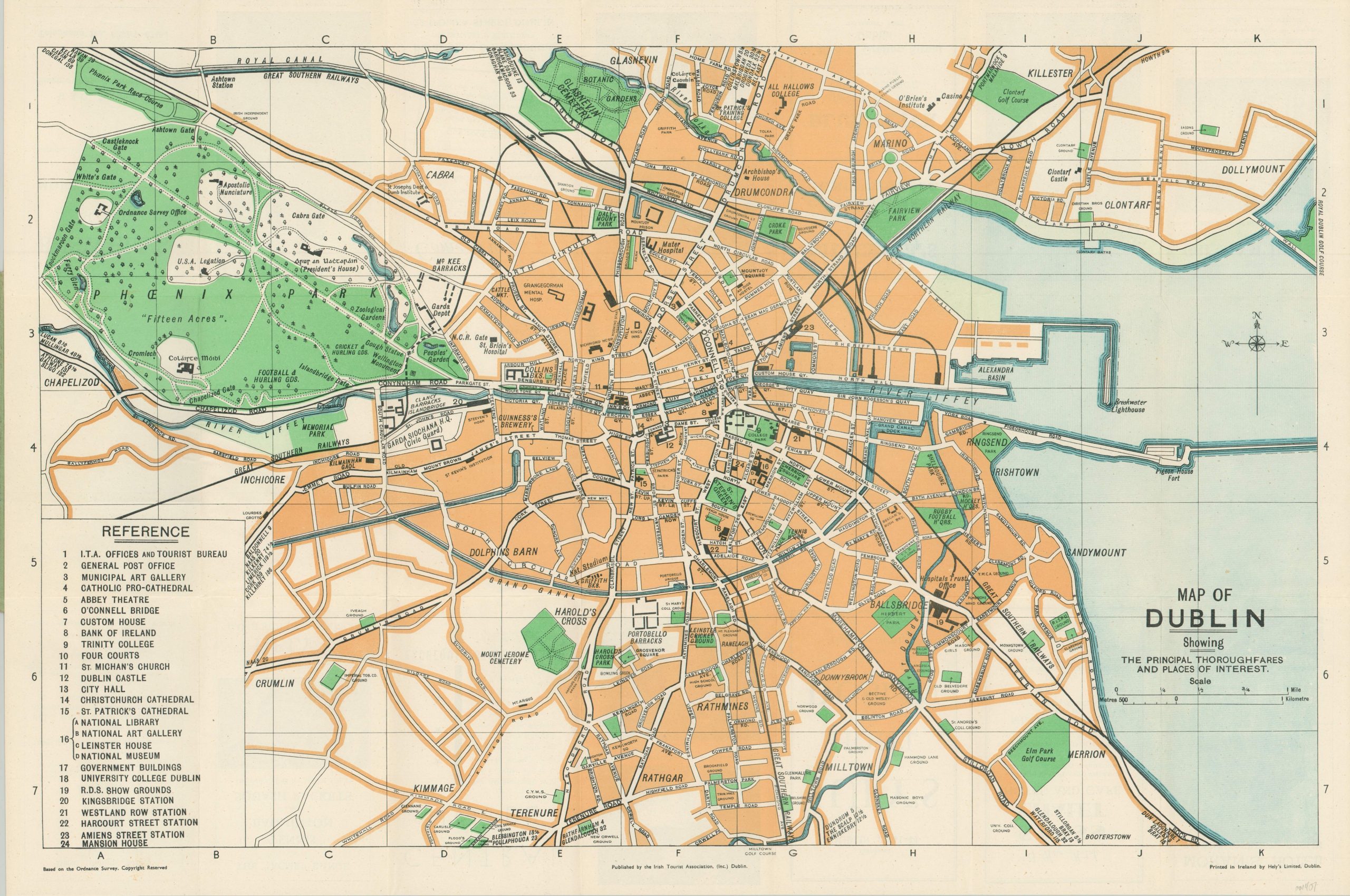 Map Of Dublin 1904 Map Of Dublin Showing The Principal Thoroughfares And Places Of Interest |  Curtis Wright Maps