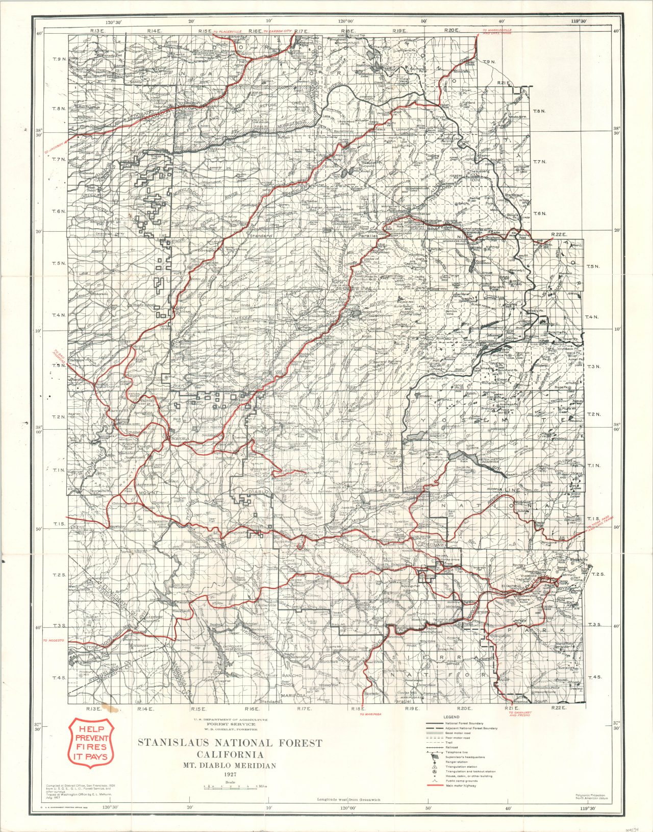 Stanislaus National Forest California Curtis Wright Maps