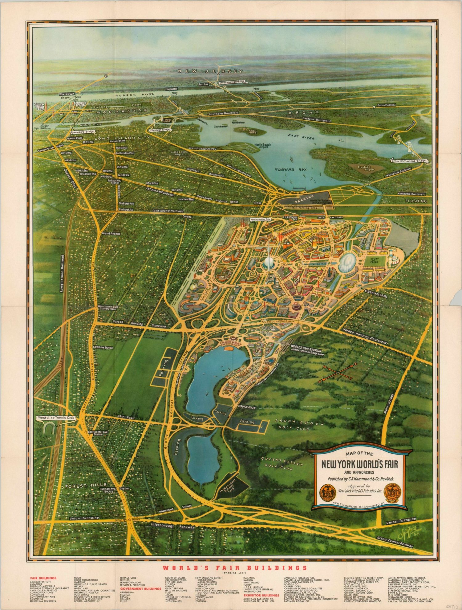 MAP OF THE NEW YORK WORLDS FAIR AND APPROACHES