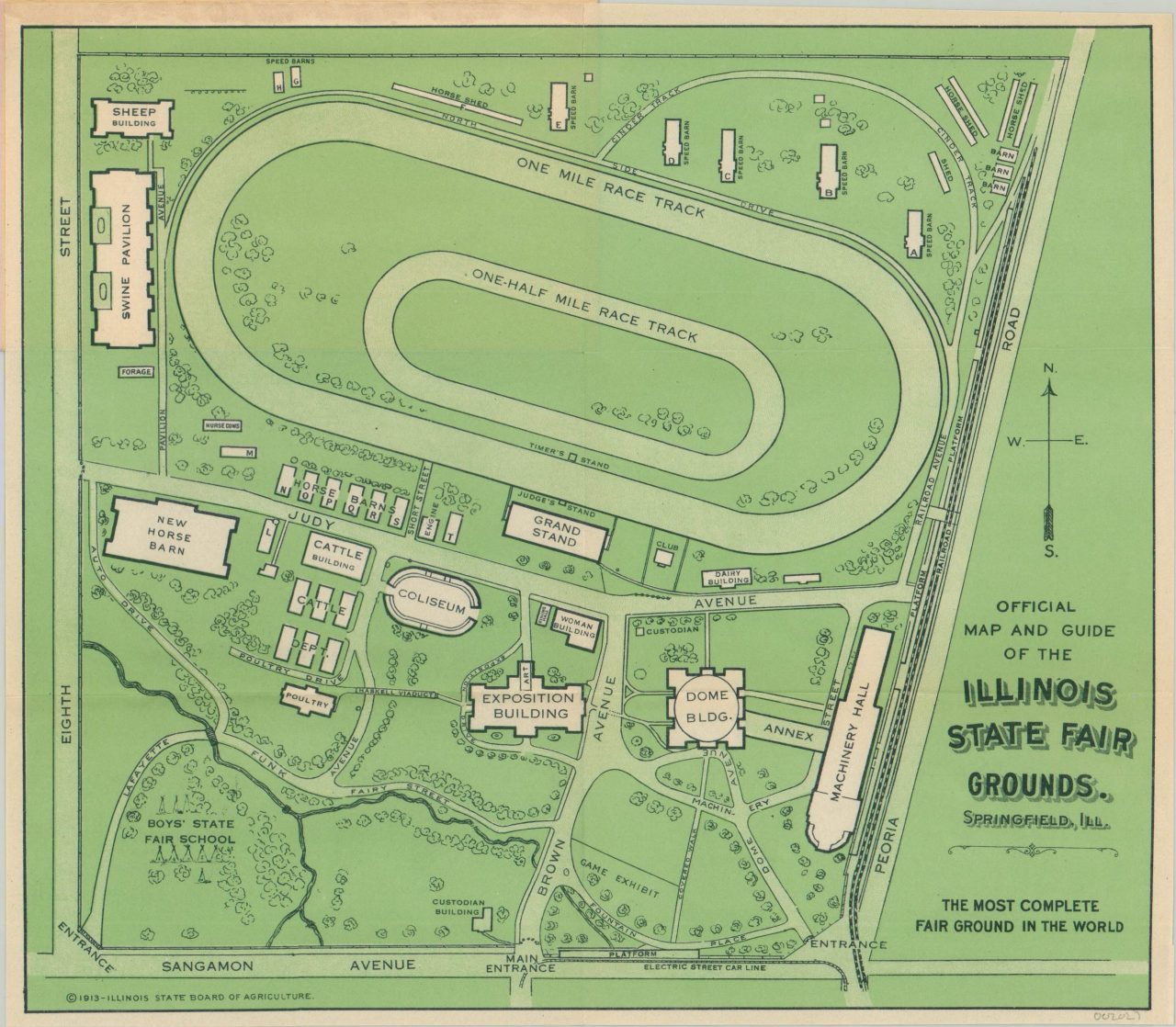 Official Map and Guide of the Illinois State Fair Grounds Curtis