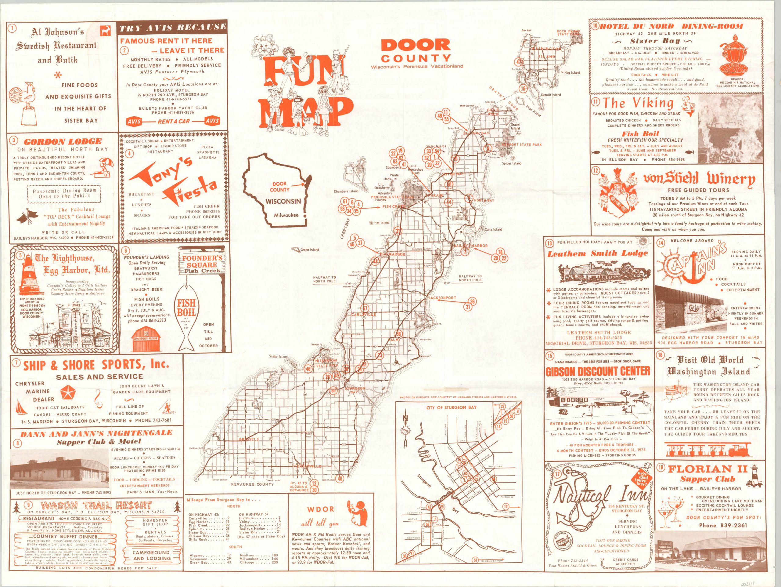 Door County Road Map Fun Map Of Door County Wisconsin | Curtis Wright Maps