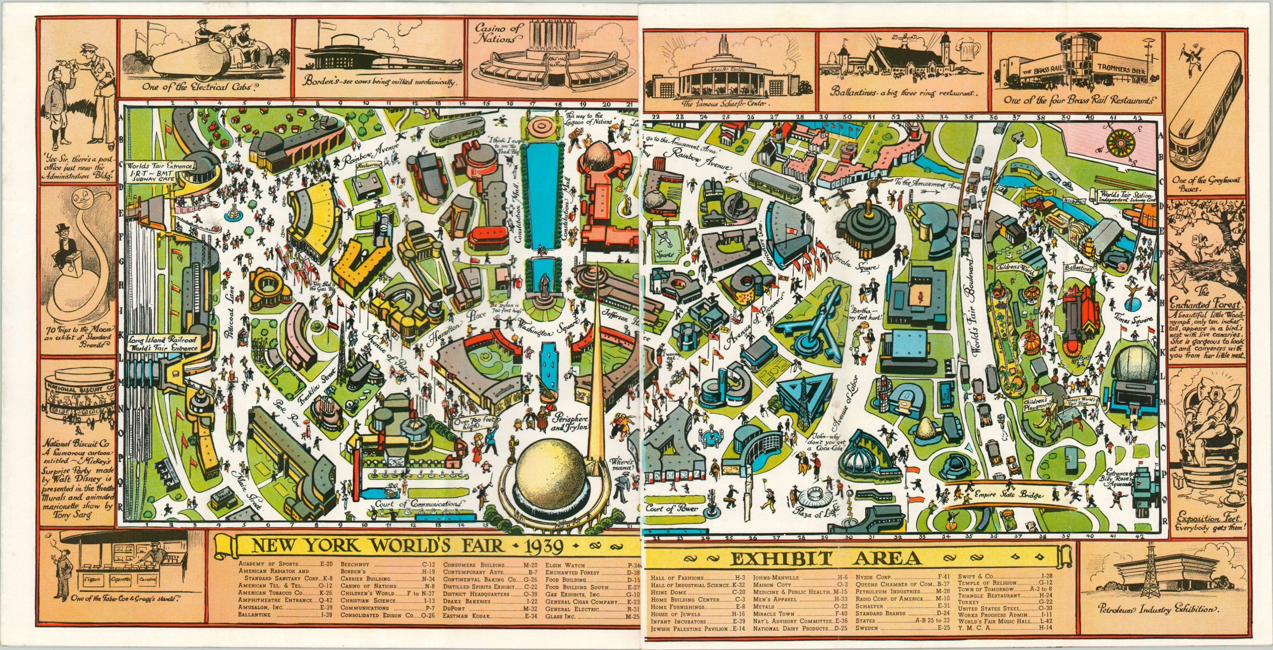 The New York 1939 Official World’s Fair Pictorial Map Curtis Wright Maps