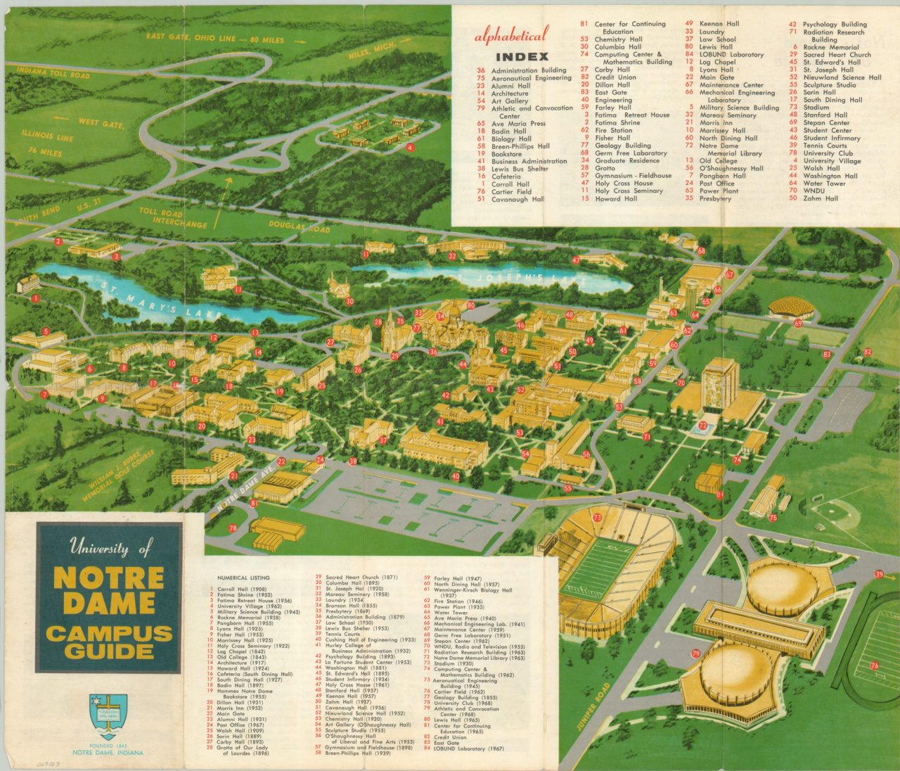 University of Notre Dame Campus Guide Curtis Wright Maps