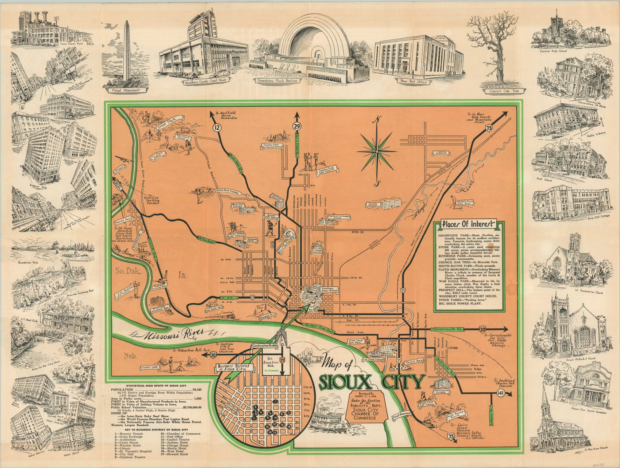 Map of Sioux City - Curtis Wright Maps