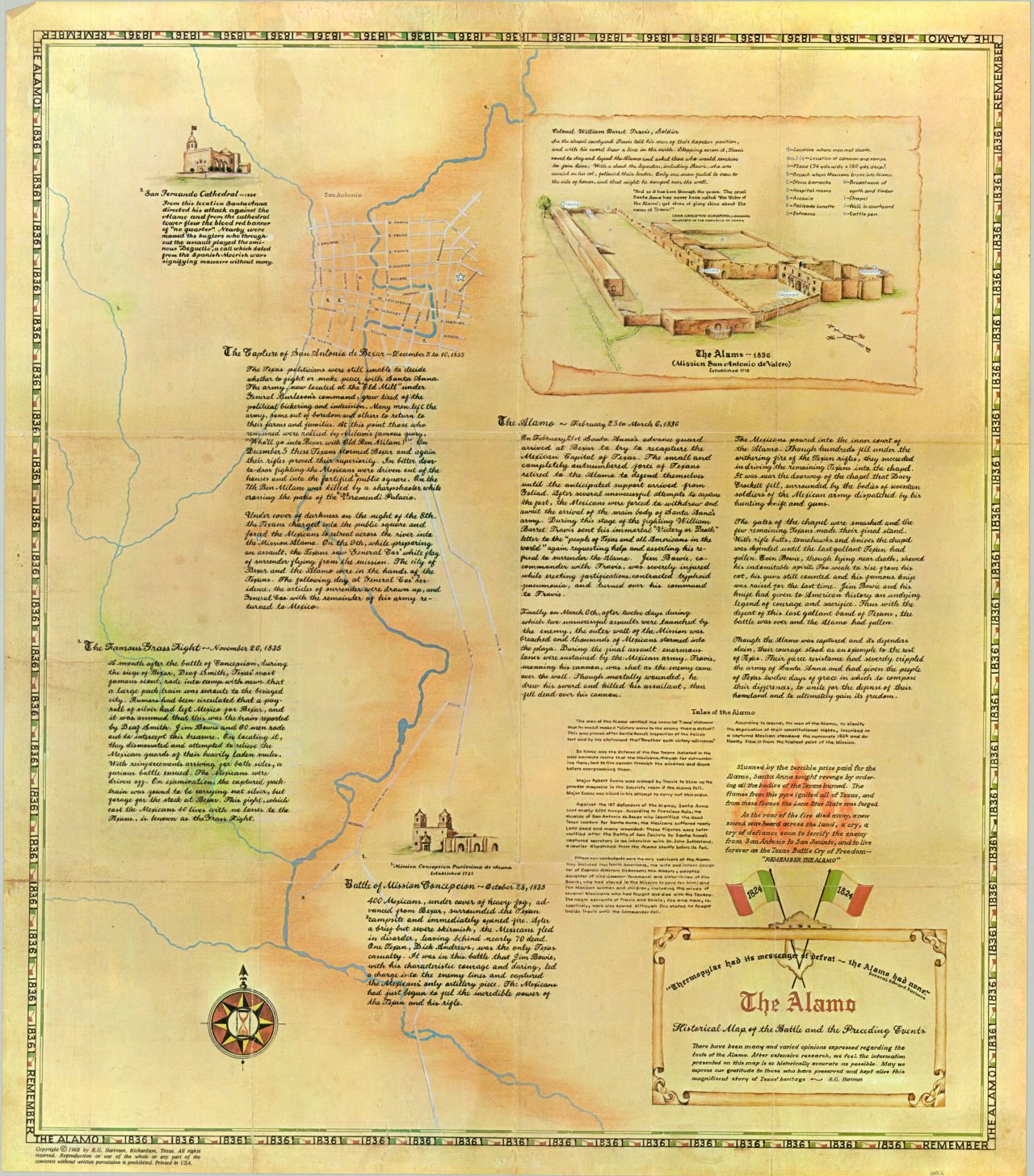 The Alamo Historical Map of the Battle and Preceding Events | Curtis ...